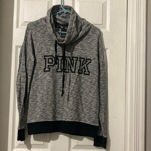 Pink Victoria’s Secret Cowl Neck Pullover Sweatshirt Size Small Gray/Black